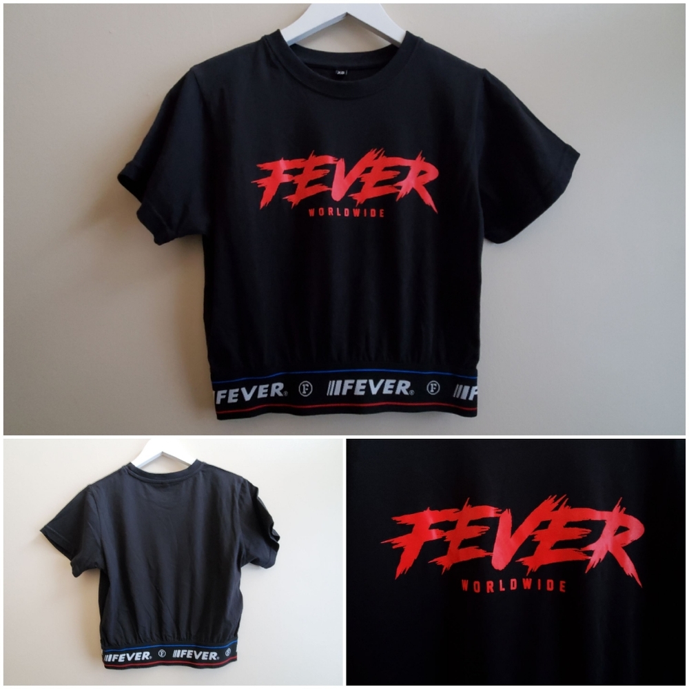 Fever cropped tank tip with band XS, black